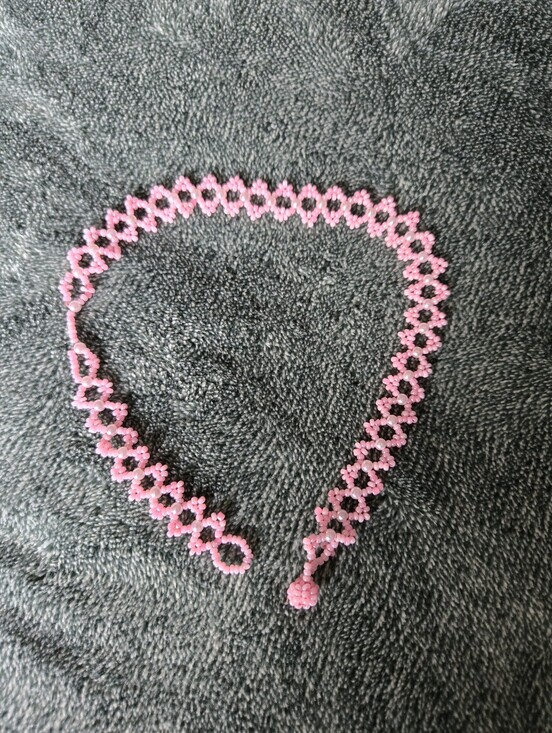 Jewelry - Pink Beaded Floral Choker Necklace